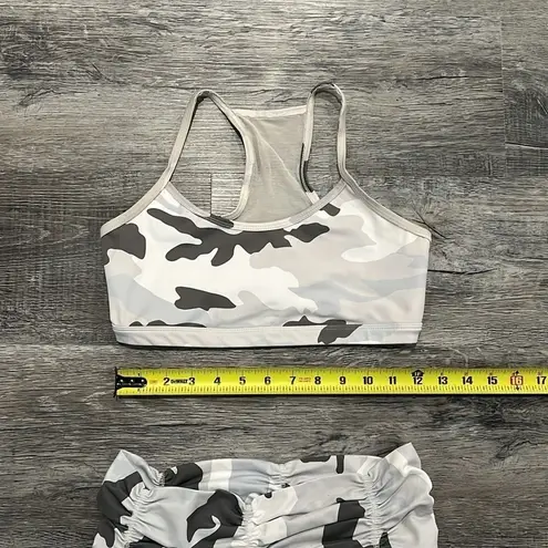Carbon 38 Thirty8 Honor Crop White Camo high rise mesh bra (S) leggings (M) VGUC
