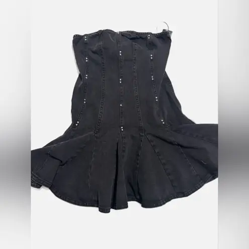 Wild Fable NWT  Black Strapless Dress Black Studded Fit Flare Mini Size Small