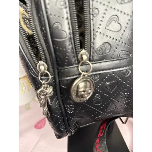 Ed Hardy Skull and Heart Embossed Backpack handbag