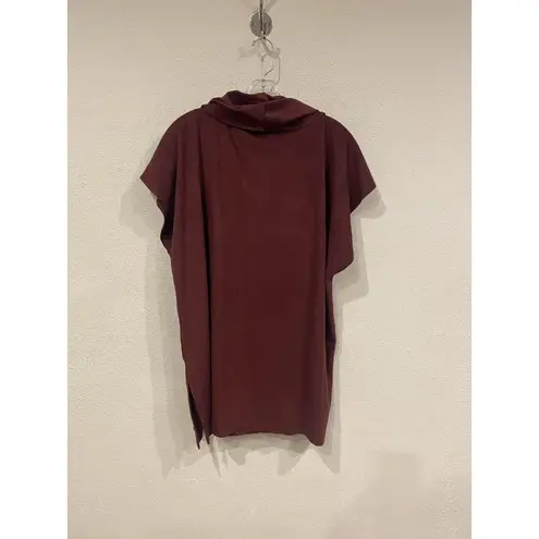 Bryn Walker Shirt Womens Large Burgundy Cowl Neck Tunic Pocket Made USA