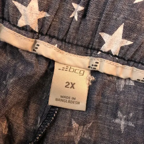 Bcg Womens Star-Patterned Cotton Lounge Shorts Blue White Size 2X