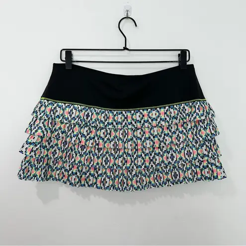 Lucky in Love Square Are You Diamond Grid Pleated Skirt Women Black Large 12