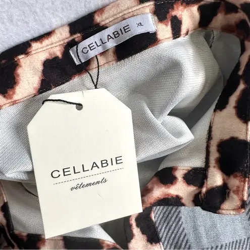 Cellabie Flannel Shirt XL Gray Black Leopard Print Long Sleeve Polyester New