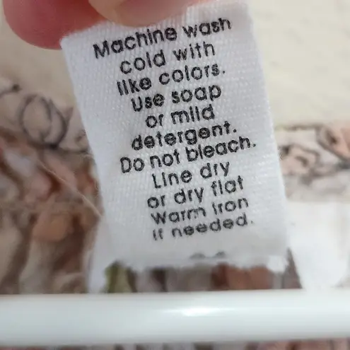 Japna Floral Spring Sunflower Print Pastel Pink Ruched Smocked Blouse Top Size S