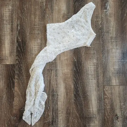 Retrofête Retrofete Quinn Sequin Top in White Size XXS One Shoulder Crop NWT Beading