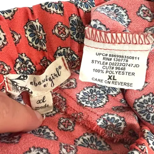 About A Girl X-LARGE Boho Pom Pom Elastic Waist Comfy Patterned Shorts