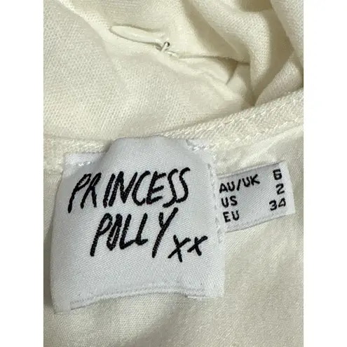 Princess Polly  White Sleeveless Cutout Waist Crew Neck Mini Sheath Dress Size 2