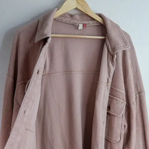 Pilcro Corduroy Shacket Duster Oversized Button Up Long Sleeve Mauve Size L - Image 5