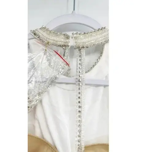 Mac Duggal New 25572 Beaded Halter Jersey Evening Gown white Dress 6