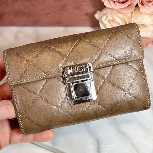 Carolina Herrera Quilted Logo Leather Wallet