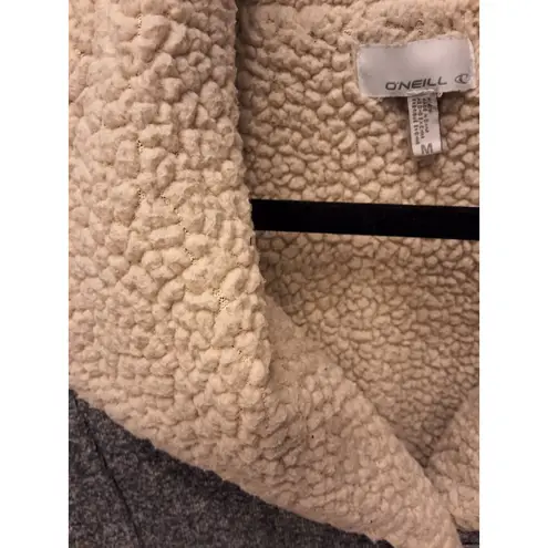 O'Neill Charcoal & White Toggle Button Sherpa Lined Teddy Jacket Size M Gray Size M