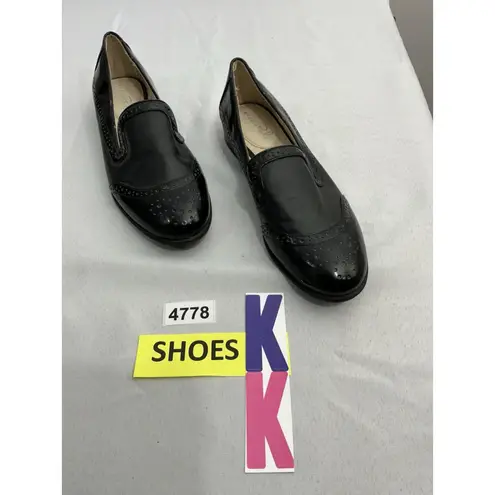 Womans Studio Paolo Slip On Loafers 8 M Black Round Toe Cut Out Detail Accents