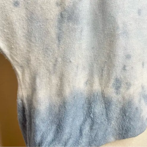 Kittenish Blue White Tie Dye Long Sleeve Cropped Boxy Hoodie Sweatshirt Medium