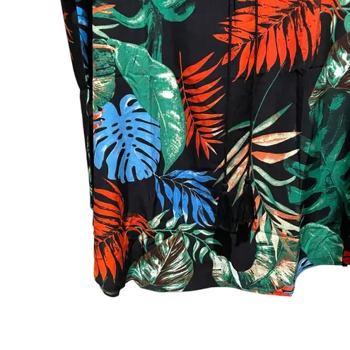 Ekouaer Lace Crochet Summer Beach Cover Up Dress Black Leaf Print Size 2XL NWT Blue