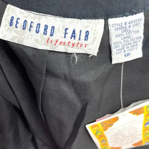 90s BEDFORD FAIR Vintage Black Floral Embroidered Toggle Jacket Size 8P