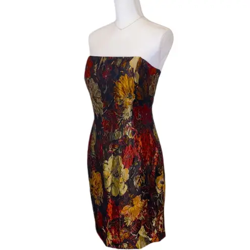 David Meister  Strapless Floral Cocktail Dress