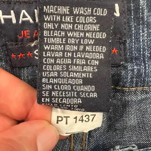 Halston Dark Wash Straight Leg Trouser Jeans PT1437 Size 10 Double Button Blue