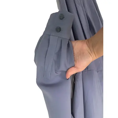 Charles Henry Charles Henry Jumpsuit Blue V-Neck Long Sleeve Tie Waist