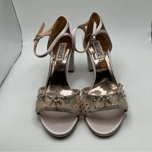 Badgley Mischka  Womens Karissa Sandal soft lavender size 6 silk block heel NWOB