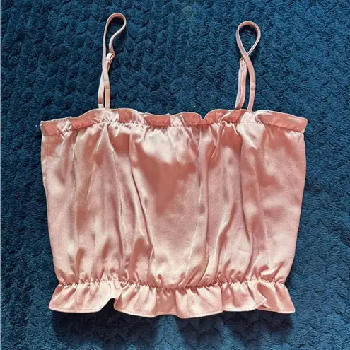 Free People  Intimately Rose Blush Night Out Blouson Lace Crop‎ Cami Top Sz Xs