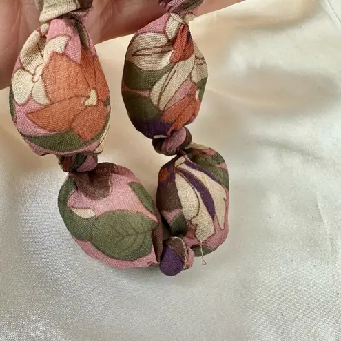 Fabric beaded necklace on cord