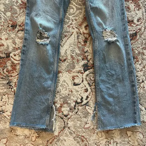 ZARA High Rise Straight leg Split hem Jeans Light Wash size 4 Blogger favorite