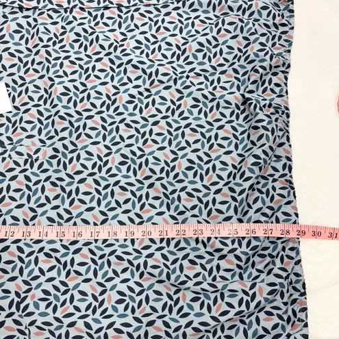 Veda Blue and Brown Puff Sleeve Blouse Lightweight Size L Size L