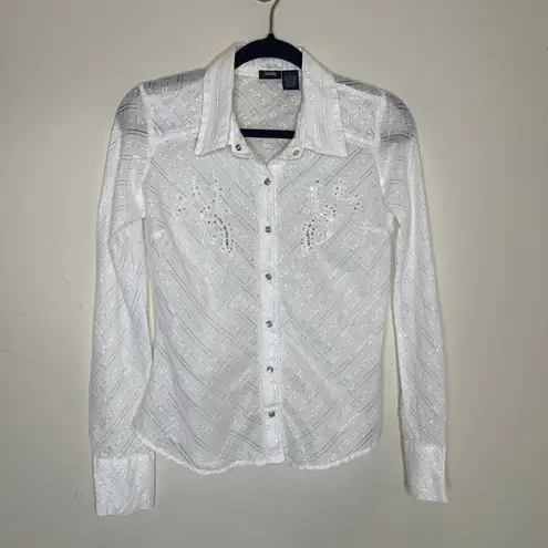Vanity White Western Snap Front Shirt Sz Small