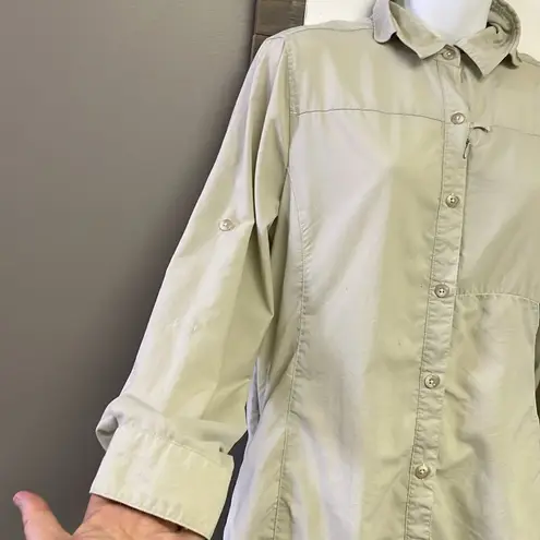 REI Women’s Beige Outdoor Hiking Button Up Collar Shirt w/ Venting Panels