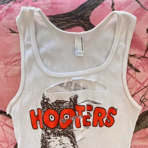 American Apparel y2k hooters print cut out ribbed tank top