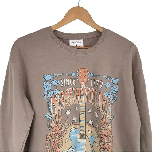 Lotus Fashion Nashville Graphic Sweatshirt size Medium Long Sleeves Taupe Crew Tan
