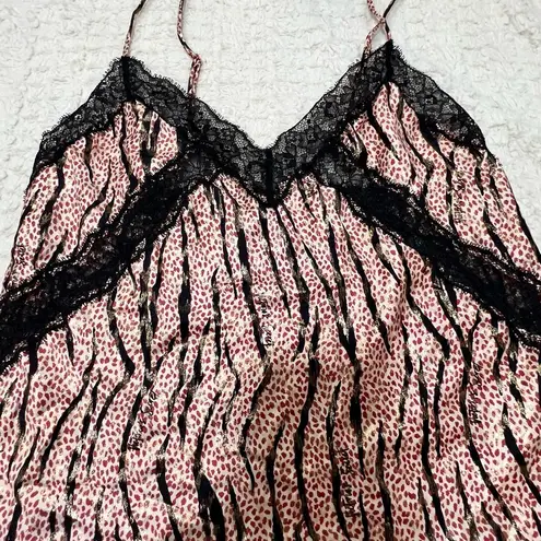 Victoria's Secret VICTORIA SECRET Lace Zebra Cheetah Gold Shimmer Pink Lace Tank Sz S