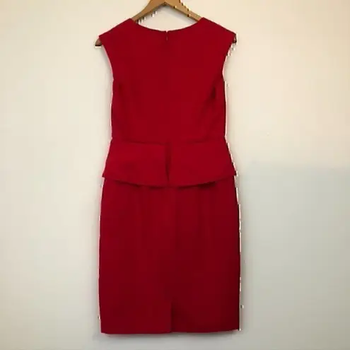 SIGNATURE LONDON STYLE Solid Bright Red Square Neck Knee Length Sheath Dress 4