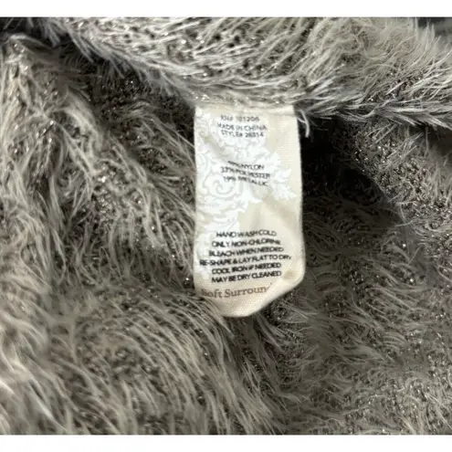Soft Surroundings Sweater Womens Large Taupe Metallic Fuzzy Eyelash Knit Casual