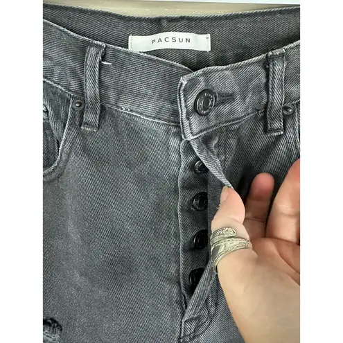 PacSun  Black Distressed High Rise High Waisted Straight Button Fly Jeans Size 26