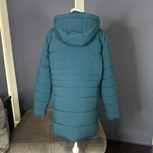 Swiss Tech Women’s Blue Green Puffer Jacket Hooded Quilted Design Size L 12/14 Blue Size L