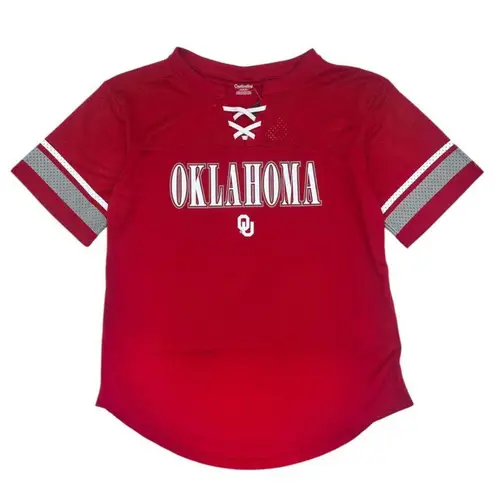 NCAA Oklahoma Sooners Women's Short Sleeve Lace Up Jersey in Red, Large Red