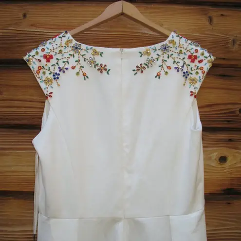 Mac Duggal NWT 70214 BEADED CAP SLEEVE A LINE MIDI DRESS