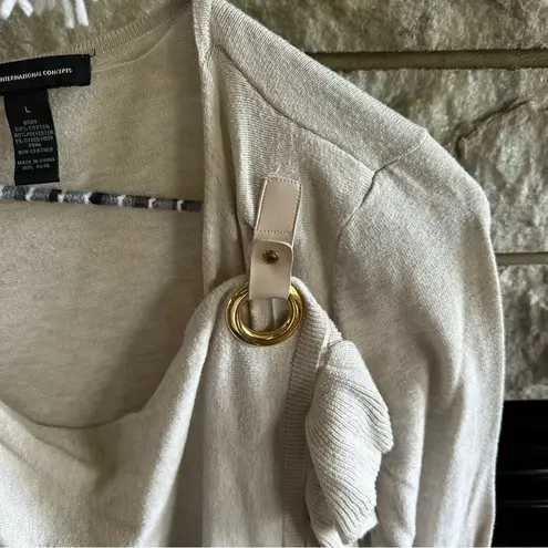 INC International Concepts beige cardigan open snap closure large