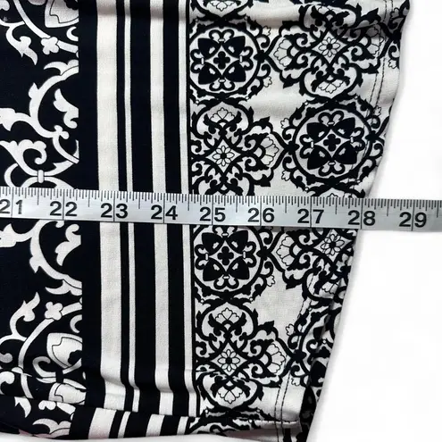 AUW Brand Sleeveless Black and White Abstract Boho Bohemian Flowy Blouse XL