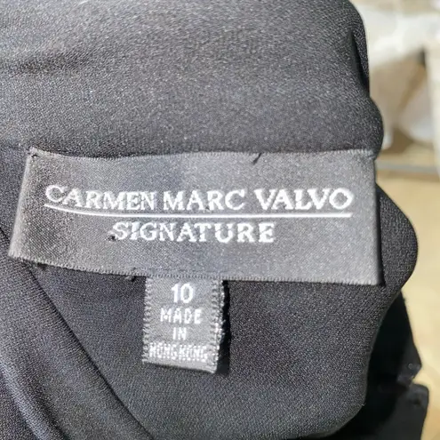 Carmen Marc Valvo Signature Solid Black Silk Layered Midi Skirt Women’s Size 10