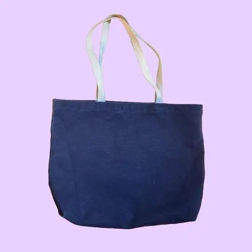 Wythe Hotel Williamsburg Brooklyn NYC Blue and navy tote bag with white writing