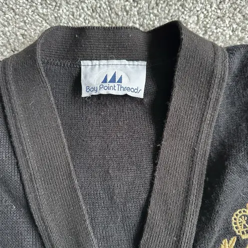 Bay Point Threads women's black cardigan sweater w/gold trim glitter, size Large