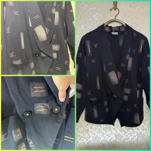 Vintage Kay Chapmen blazer coat Black cotton oversized baggy euc Size undefined