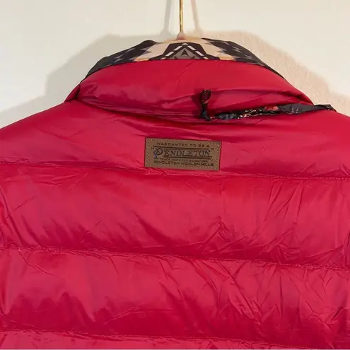 Pendleton Women Bitterroot Reversible Packable Puffer Coat Aztec Brown Red Large