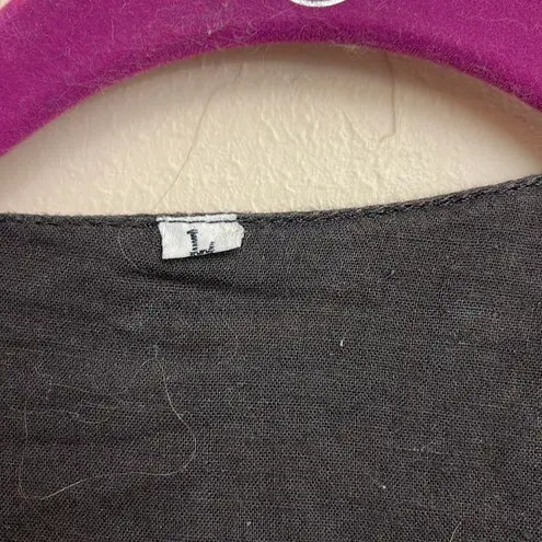 Vintage Leather Cowgirl Button Vest Embroidered Black Size L