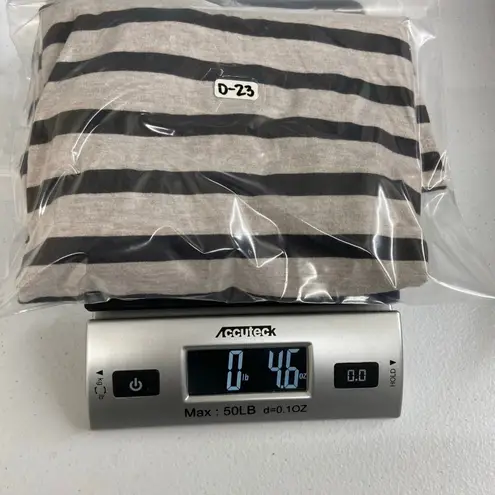 Ann Taylor  LOFT women's beige gray striped long‎ sleeve casual cotton shirt M