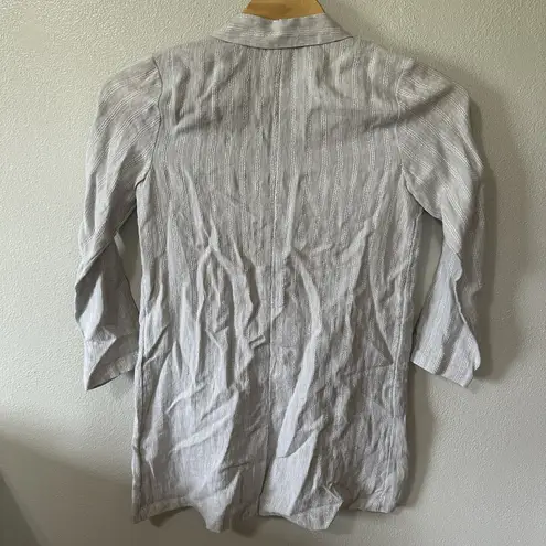 J Jill Longline Blazer Size Small Gray Striped Linen Relaxed Lagenlook Jacket