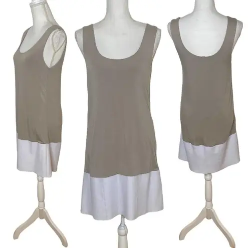 Bailey 44 Dress Genuine Leather Trim Jersey Stretch Knit Tank Dress, Medium