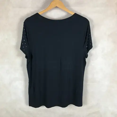 Inc international CONCEPTS Black Rhinestone Studded Tee NEW Size XL